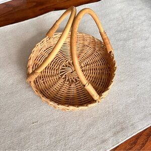Woven Rattan Basket with Handles